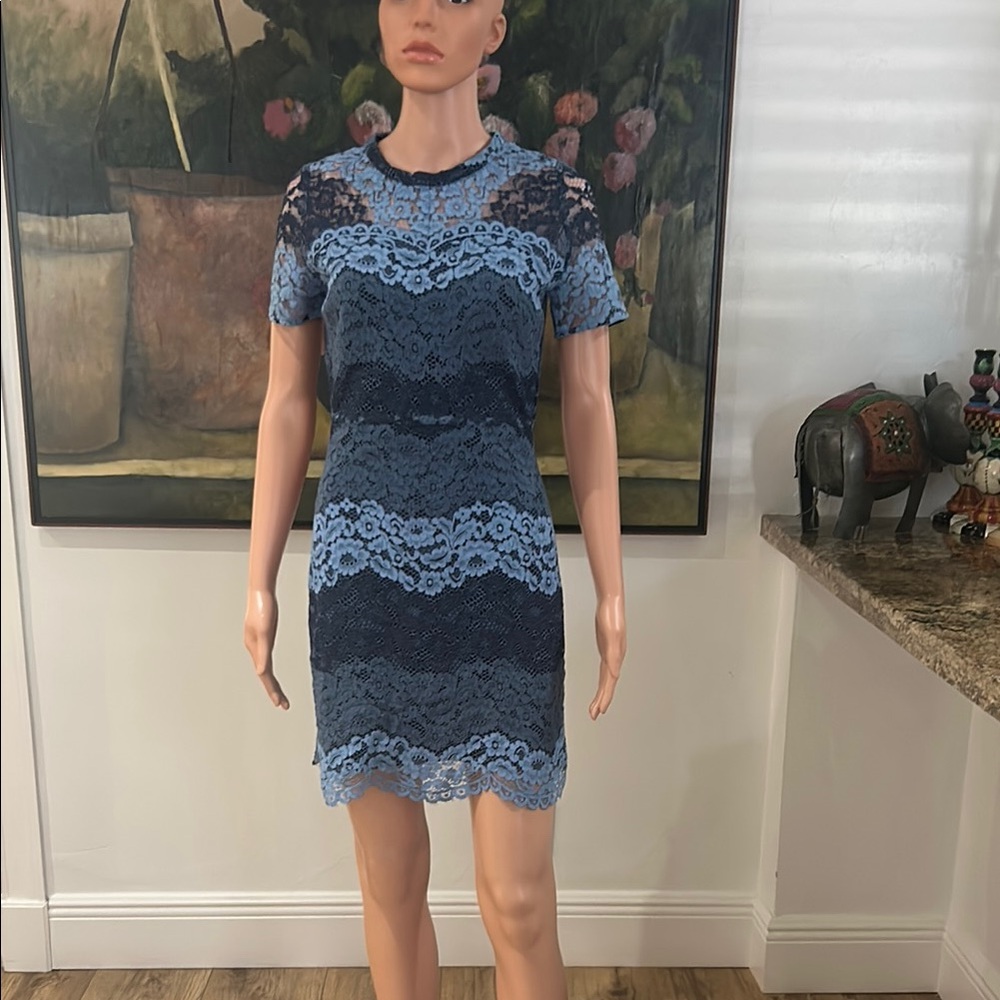 Sandro blue lace mini dress - Picture 5 of 13